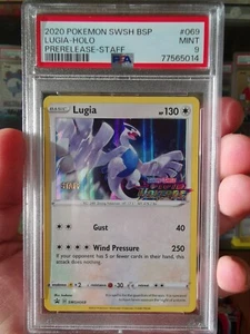 Pokemon 2020 PSA LUGIA PRERELEASE STAFF Promo SWSH069 Vivid Voltage Stamp ERROR - Picture 1 of 7