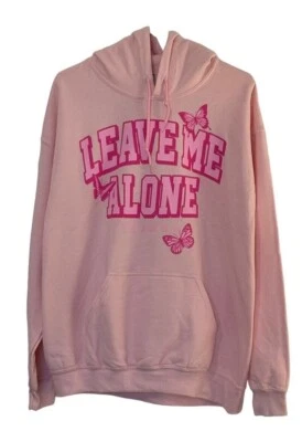 Sudadera con Capucha Rosa Rue21 Diseño Leave Me Alone Algodón Polar Para Mujer Talla Foto 1 de 4