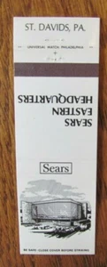 DEPARTMENT STORE MATCHBOOK COVER: SEARS EASTERN HEADQUARTERS (ST. DAVIDS, PA) -G - Picture 1 of 1