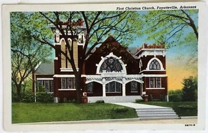 # G1797 FAYETTEVILLE, AR.     POSTAL, PRIMERA IGLESIA CRISTIANA - Imagen 1 de 2