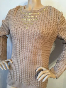 NUEVO ST JOHN KNIT SIZE M SUÉTER MUJER SABLE CABLE TEJER JOYAS - Imagen 1 de 5