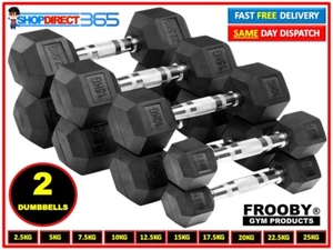 Hex Dumbbells Set Pair Ergo Iron Hand Weights Rubber Encased Hexagonal Gym 36-6 - Picture 1 of 26