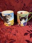 Pair of Cat Mugs By Lang Newman &quot;Piggy&quot; Amundson &amp; Rocky Selland  14 oz