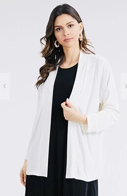 JOSTAR Poly Spandex Knit DRAPE CARDIGAN JACKET TOP White TRAVEL S M L XL 2X 3X - Image 1 of 4