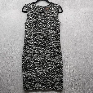 Dana Buchman Damen Etuikleid schwarz weiß Punkte ärmellos U-Ausschnitt Größe 6 - Bild 1 von 13