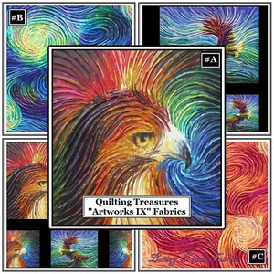 QT JULIA WATKINS "ARTWORKS IX" EAGLE SWIRLS FABRICS (SELECTION) - Picture 1 of 5