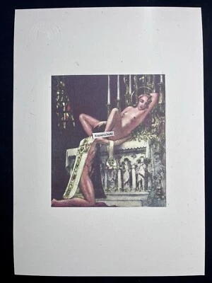 Erotisches Aquarell „Spiele in der Kirche - Lick Fanny“ 1927 ArtDeco wank her - Bild 1 von 3