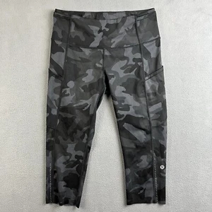 Lululemon Leggings Womens Size 6 Camo Gray Swift Speed High Rise Crop Cropped - Picture 1 of 14