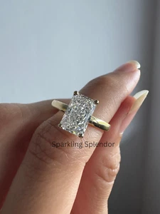 2 Carat Classic Radiant Cut Lab Grown Diamond Engagement Ring in 14K Solid Gold - Picture 1 of 16