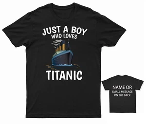 Just a Boy Who Loves Titanic T-Shirt Vintage Ocean Liner Graphic Tee - Picture 1 of 16