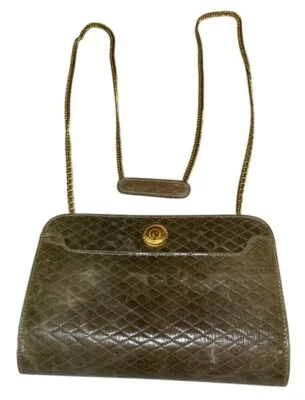 Bolso de mano vintage de cuero acolchado Albert Nipon con correa de cadena dorada y herrajes Foto 1 de 4