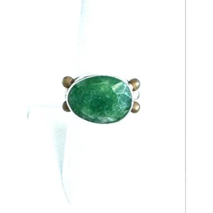 925 STERLING SILVER AND NATURAL GREEN AQUAMARINE RING SIZE 7.75 SKY - Picture 1 of 7