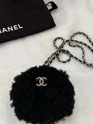 Chanel 21N Black Coco Neige Mini Circle Necklace Bag Silver SLG Clutch On Chain - Image 1 of 4