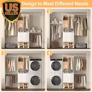 80Inch Wall-Mounted Closet Organizer System with 3 Hanging Rods and 3 Drawers... - Picture 1 of 7