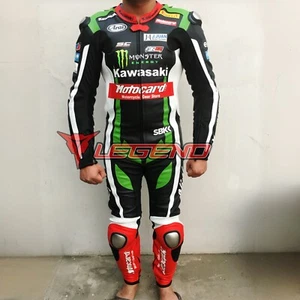 Bespoke Kawasaki CE 1 Pc Motorcycle Leather Suit Cowhide Racing Suit - All Sizes - Picture 1 of 7