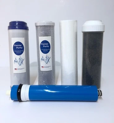 5 Stage Replacement Filters Aquarium Reverse Osmosis Water 150 GPD Membrane RODI - Image 1 of 2