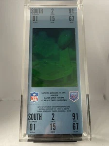 1991 Slabbed Super Bowl XXV Ticket Buffalo Bills VS NY Giants Green Hologram - Picture 1 of 4