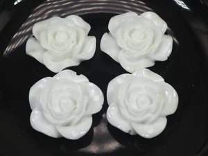 100 weiße Cabochons Rose Blume Flatback Harz 20 mm (3/4") Zum Selbermachen Verzierungen - Bild 1 von 5