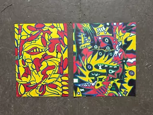 Original Pair Mid Century Mixed Media Drawings Attributed To Keith Haring - Picture 1 of 8