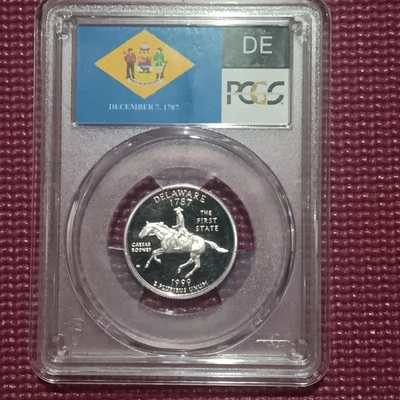 1999-S DELAWARE Silver Proof Quarter PR70 PCGS FLAG LABEL NICE LOW PRICE!! - Image 1 of 2