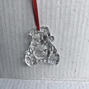 Oso de peluche vintage Gorham cristal plomo adorno Navidad Alemania Occidental vacaciones - Imagen 1 de 6