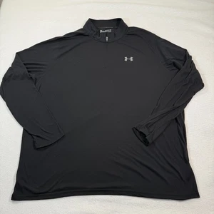 Under Armour Threadborne Shirt Men 4XL Black 1/4 Zip Long Sleeve HeatGear Tee - Picture 1 of 5