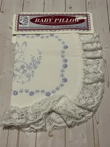 New Fairway Needlecraft stamped pillow cover Bunnies lace ruffle 10” x 14” - Picture 1 of 4