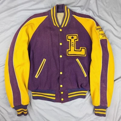 Chaqueta Universitaria De Colección Años 50 Reversible Lana Algodón 1953 Louisiana Verdadero Vintage EE. UU. Foto 1 de 4