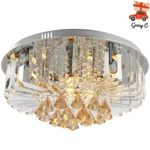 Modern Crystal Chandelier Luxury Round LED Ceiling Light Flush Mount Light 50cm - Picture 1 of 7