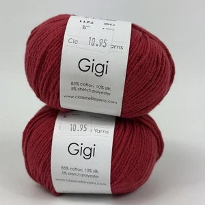Classic Elite Yarns Gigi Baumwolle Seide rot 7358 Kammgarn DK Stricken Häkeln Zum Selbermachen Handwerk - Bild 1 von 7