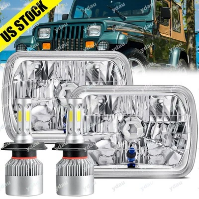 Pair For Jeep Cherokee 1984-2001 XJ for Wrangler 86+ LED Headlights H/L 5x7" 7x6 - Image 1 of 4