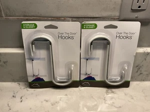 SPECTRUM White Vinyl Coated Over The door Metal Single Hook 2 -2 Pk - Picture 1 of 1