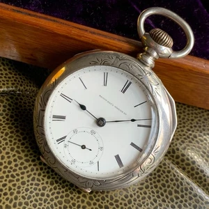1870 Elgin B.W Raymond Grade 69 KW Railroad 18S 15J Sterling Silver Pocket Watch - Picture 1 of 13
