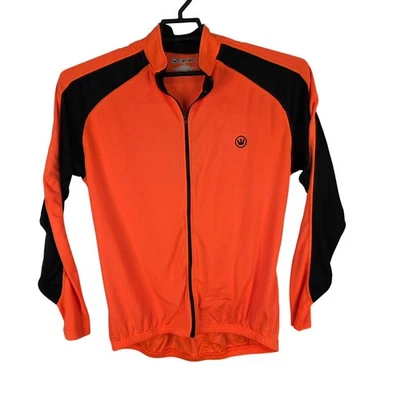 Chaqueta de ciclismo Canari naranja y negra para hombre cremallera completa bolsillos traseros poliéster XL Foto 1 de 4