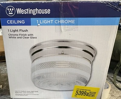 Luminária interna Westinghouse montagem embutida acabamento branco com vidro branco/claro - Imagem 1 de 4