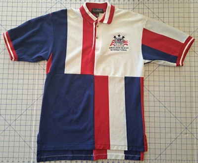 Polo vintage Anheuser-Busch International Budweiser rojo blanco y azul BIN12 Foto 1 de 4