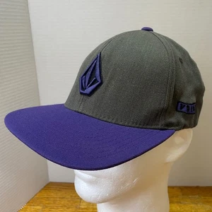 Volcom Flexfit Hat Cap Men's L-XL Grey & Purple Logo Wool Blend Stretch Skater - Picture 1 of 10