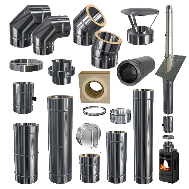 Edelstahl Ofenrohr doppelwandig DW 150 mm Kamin Ofen Rauchrohr isoliert 30 mm - Bild 1 von 1