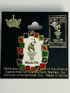 1996 Atlanta Olympic Games Flame Flags Stars Official Licensed Pin - Picture 1 of 9