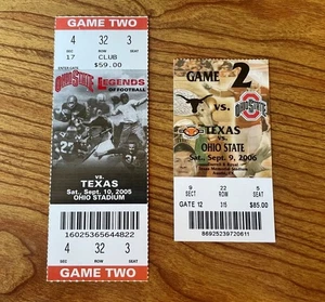 BIGLIETTI calcio 2005 e 2006 OHIO STATE vs TEXAS - Vince Young / Troy Smith - Foto 1 di 2