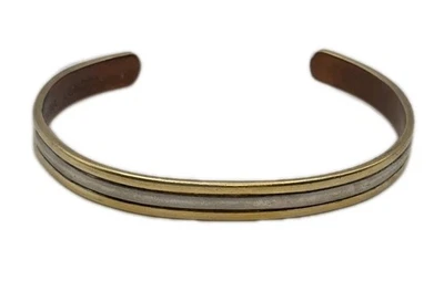 Brazalete clásico bicolor cobre liso Sabona London latón no magnético  Foto 1 de 4