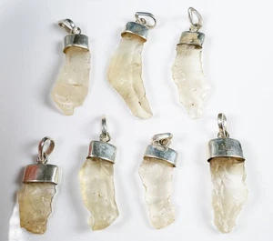 Natural Raw Libyan Desert Glass Genuine Solid 925 Silver Pendant 2 - 2.99 gram - Picture 1 of 8