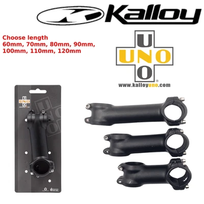 Kalloy UNO Threadless Black Bike Stem 1-1/8" 31.8mm 60/ 70/ 80/ 90/ 100/110/120 - Image 1 of 4