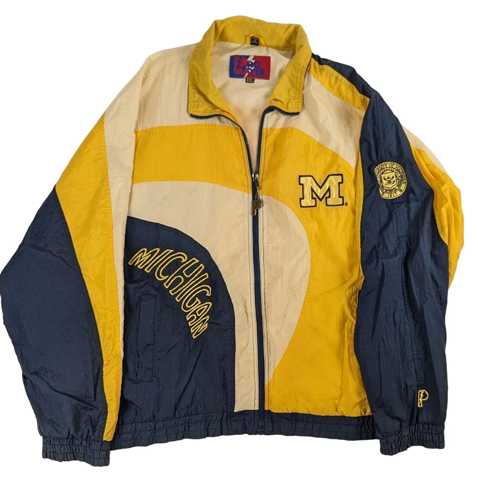 Vintage University of Michigan Football Windbreaker 90s Jacket Pro Player XXL - Image 1 of 4