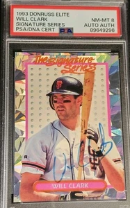 1993 Donruss Elite Signature Series Will Clark 1679/5000 Leaf Baseball PSA 8 - Picture 1 of 24