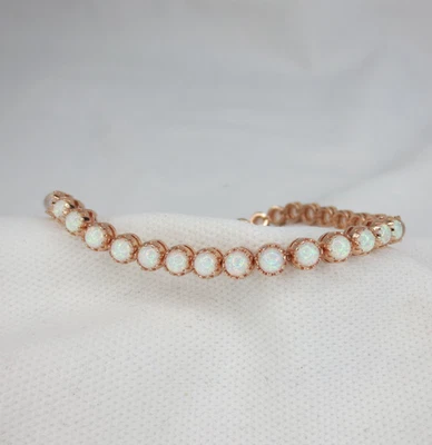 Brazalete Tenis Ópalo Lleno Oro Rosa 18k 7" Sin Deslustre 4 mm Hipoalergénico Foto 1 de 4