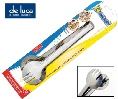 DE LUICA PINZA DA PORTATA CUCINA PER ALIMENTI A MOLLA INOX TONDA CARNE VERDURE " DE LUCA