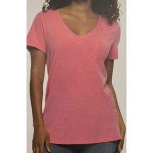 Felina Ladies' V-Neck Slub Tee Relaxed Fit Short Sleeve T-Shirt (1395369) - Picture 1 of 56