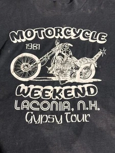 1981 Vintage Motorcycle Weekend Gypsy Tour Laconia NH T-Shirt - Picture 1 of 9