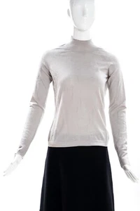 ROCHAS Oatmeal Beige Cashmere Fine Light Knit Pullover Sweater Top France 40 GUC - Picture 1 of 8